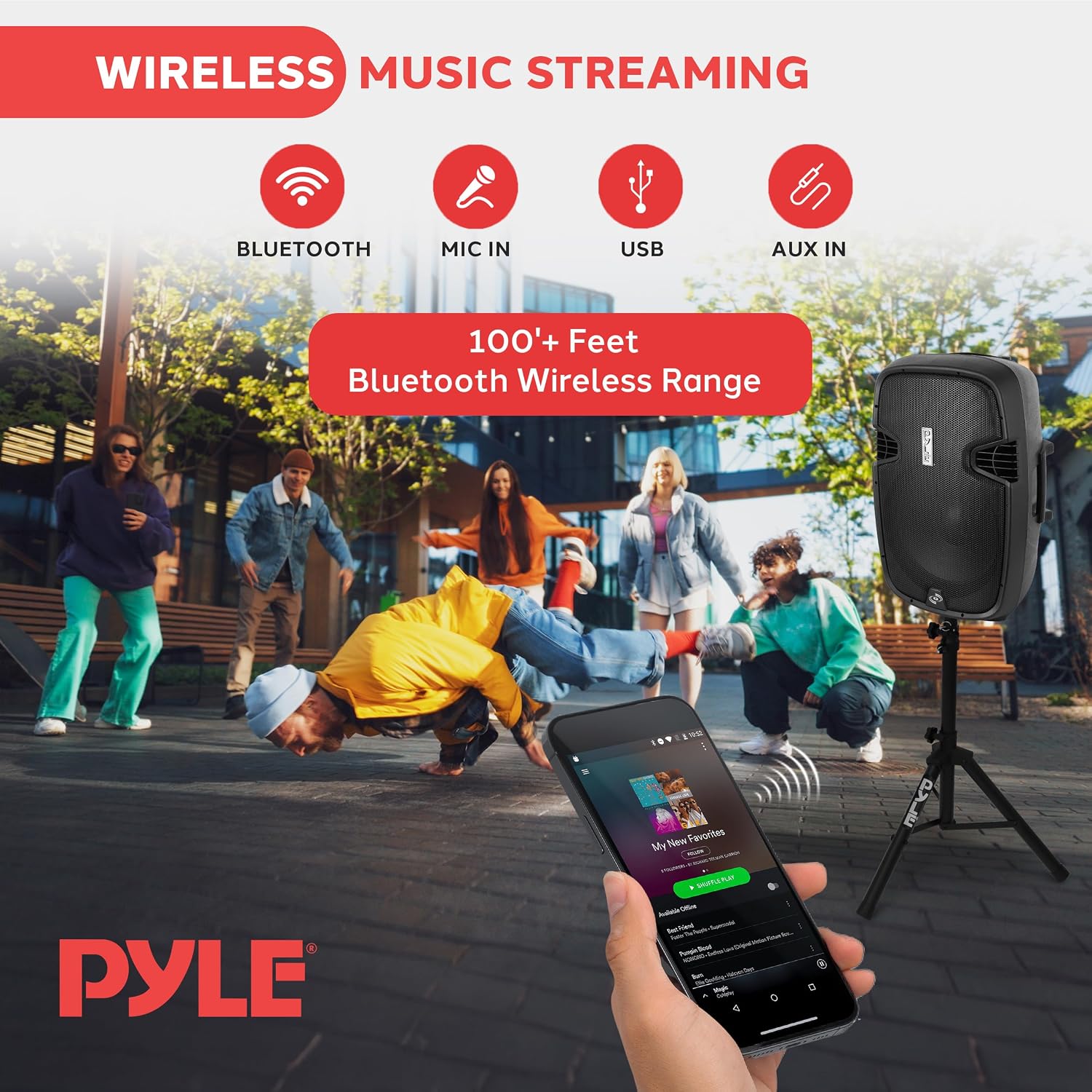 PPHP155ST Wireless Portable PA Speaker System - 1500W High Powered Bluetooth Compatible Active Outdoor Sound Speakers