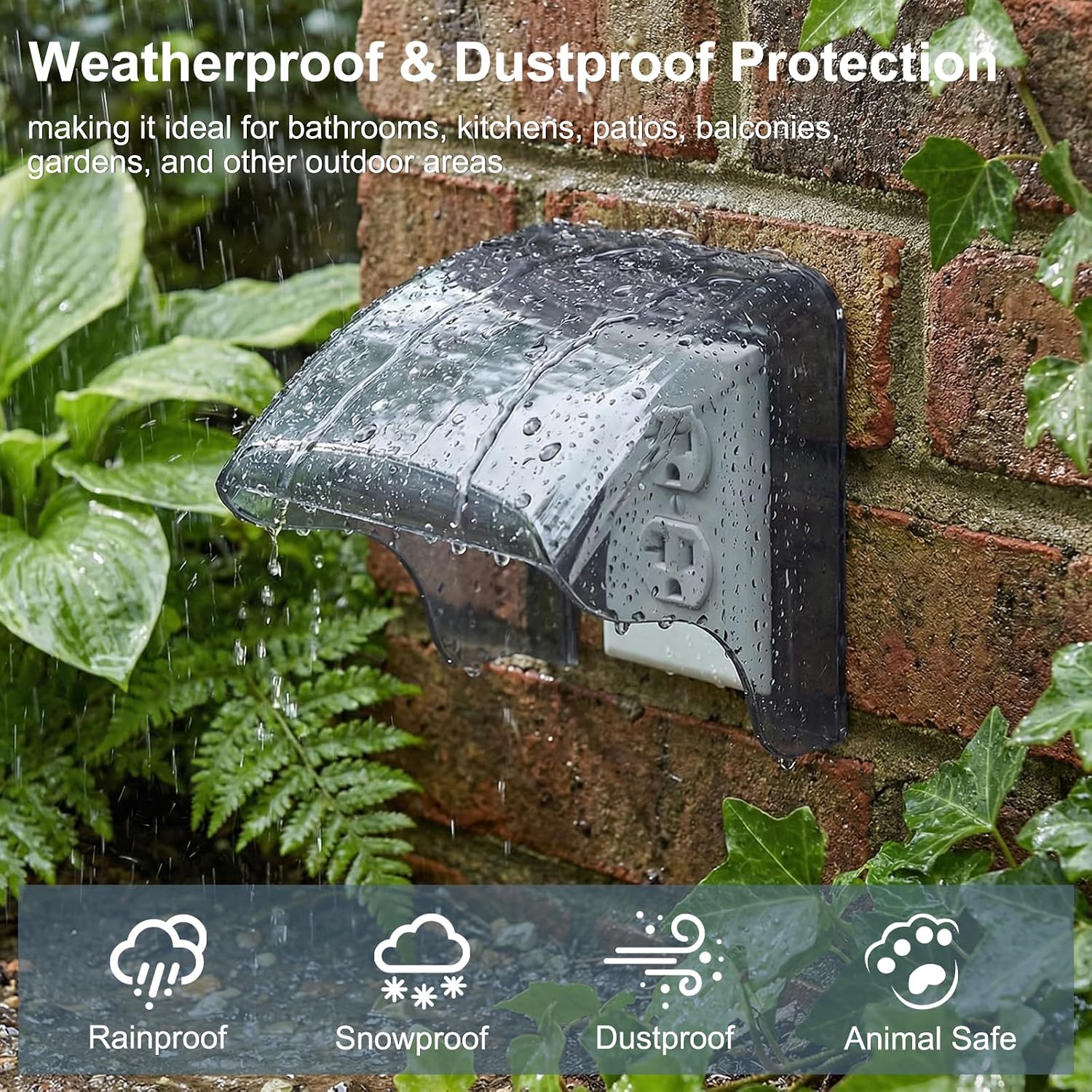 Outdoor Waterproof Outlet Cover for Single-Gang Duplex Receptacle (NEMA 5-15R), Weatherproof Electrical Socket