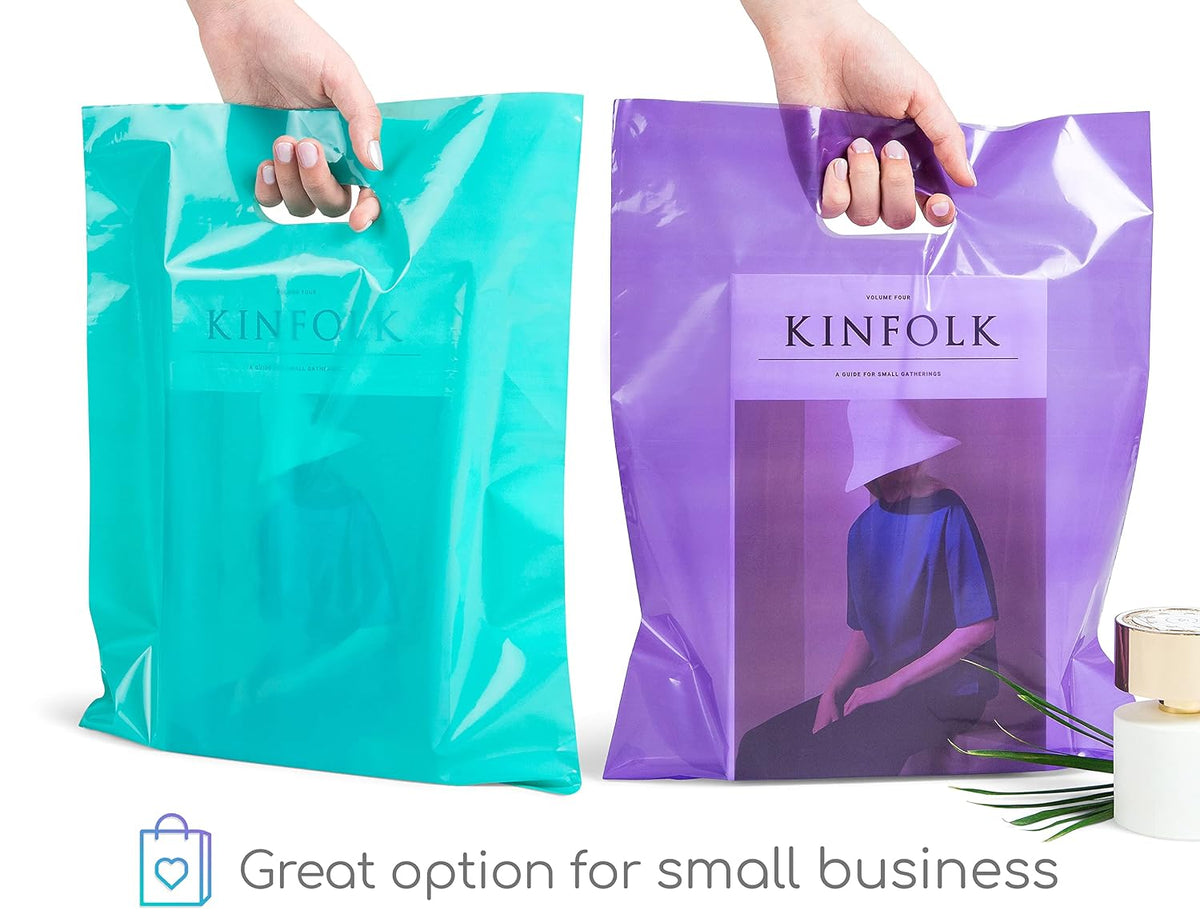 200 Teal & Purple Plastic Bags 12x15 Merchandise Bags