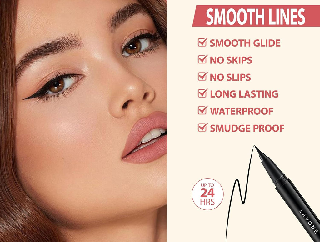 Waterproof Eyebrow Pen Kit, Pomade Eyeliner & Brush, Dark Brown