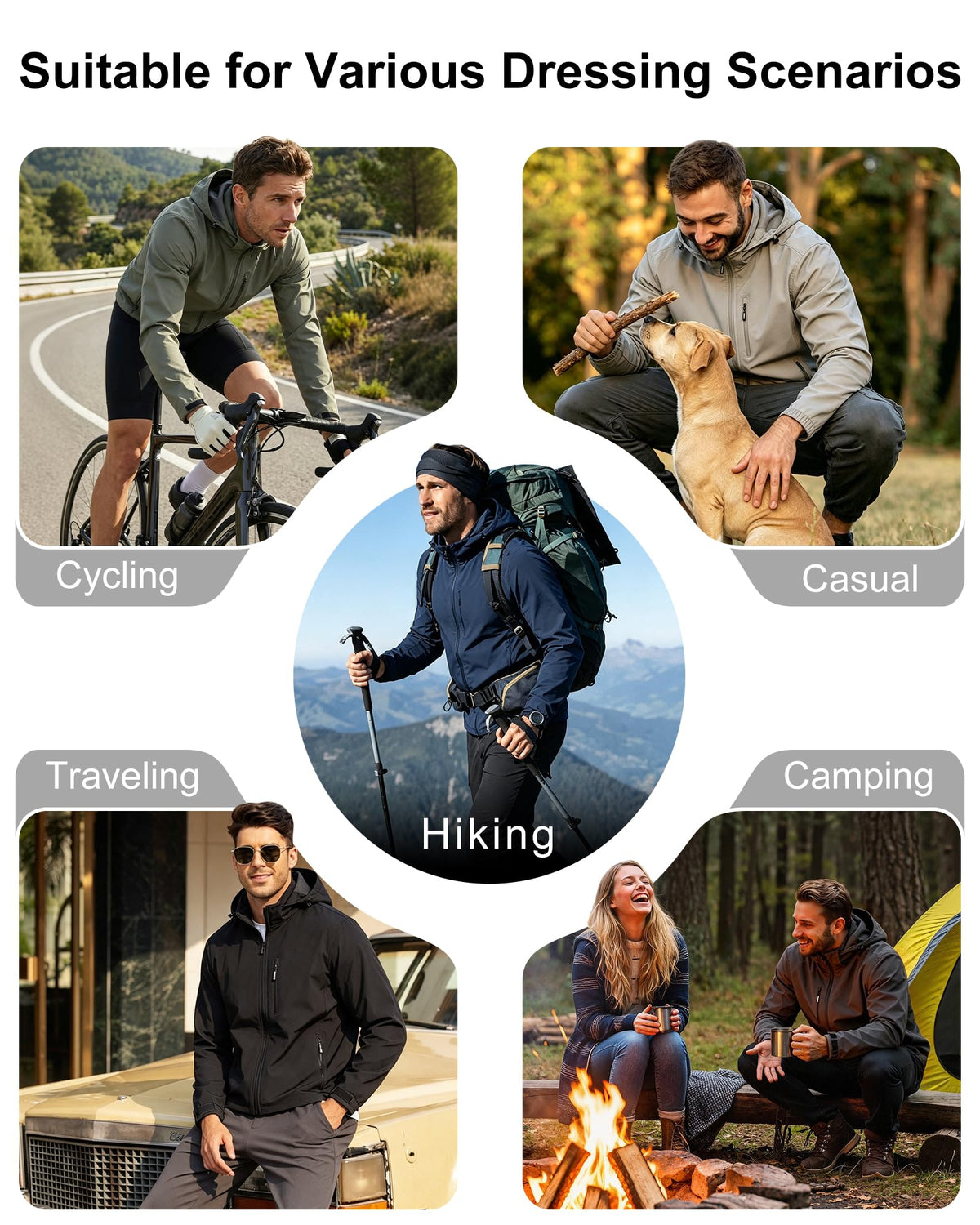 Men's Softshell Jacket Waterproof Fleece Rain Shell Coat