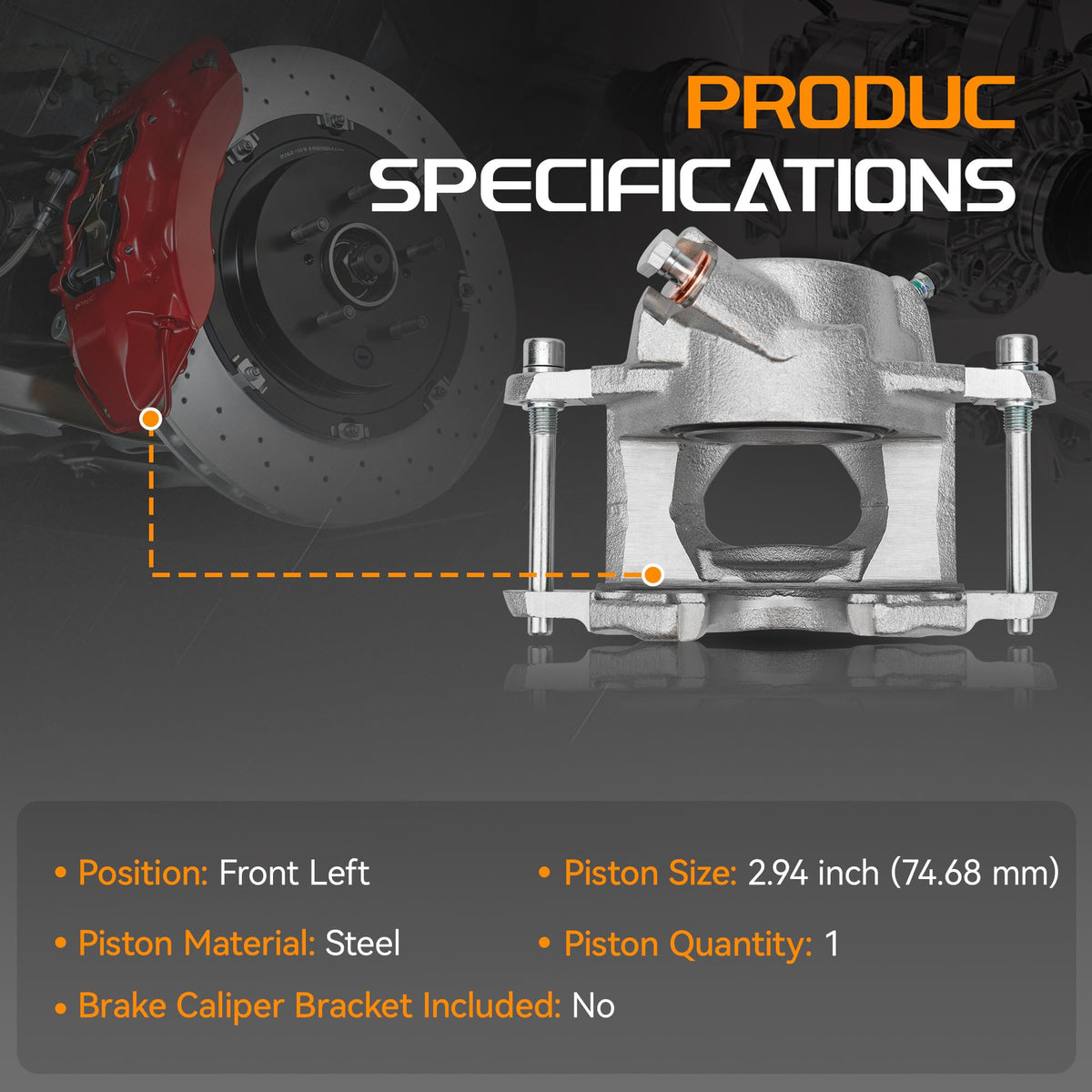 Brtec Front Left Disc Brake Caliper Assembly, Replaces OE Number 184040