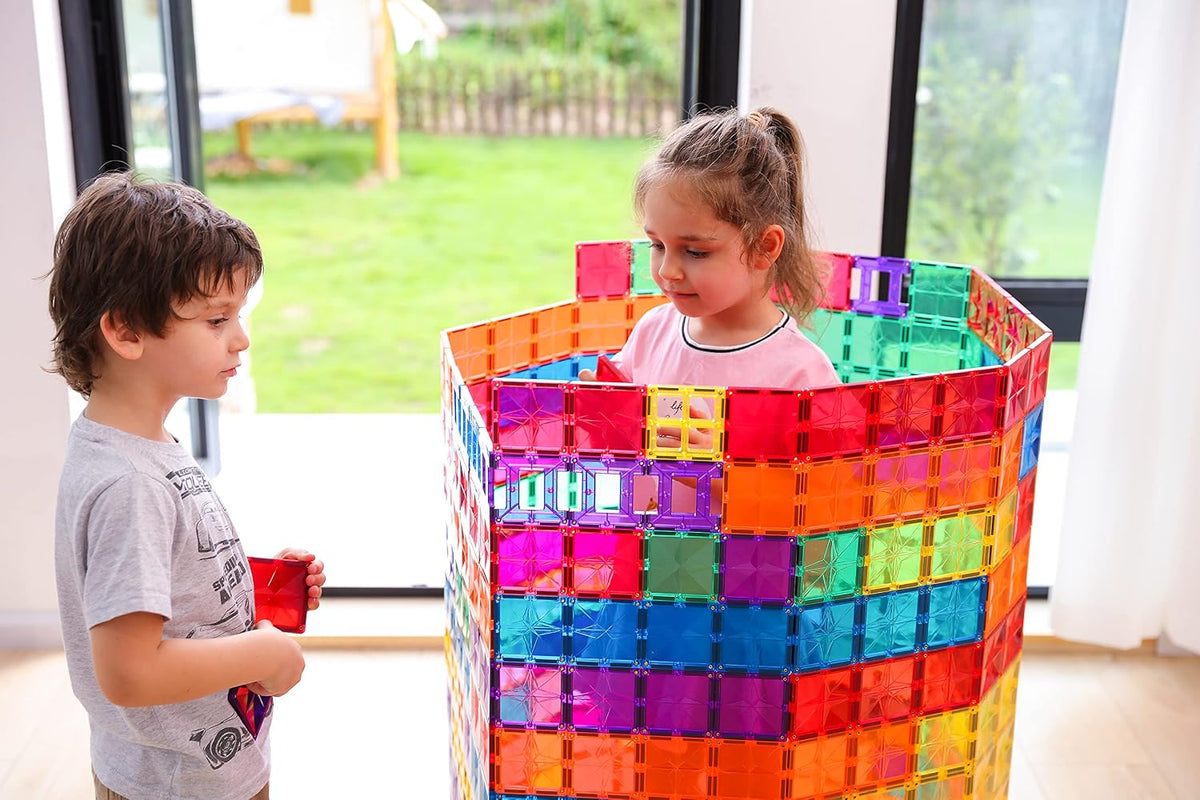 110PCS Premium Magnetic Tiles Set | STEM-Authenticated Magnetic Building Blocks | Educational Construction Toy for