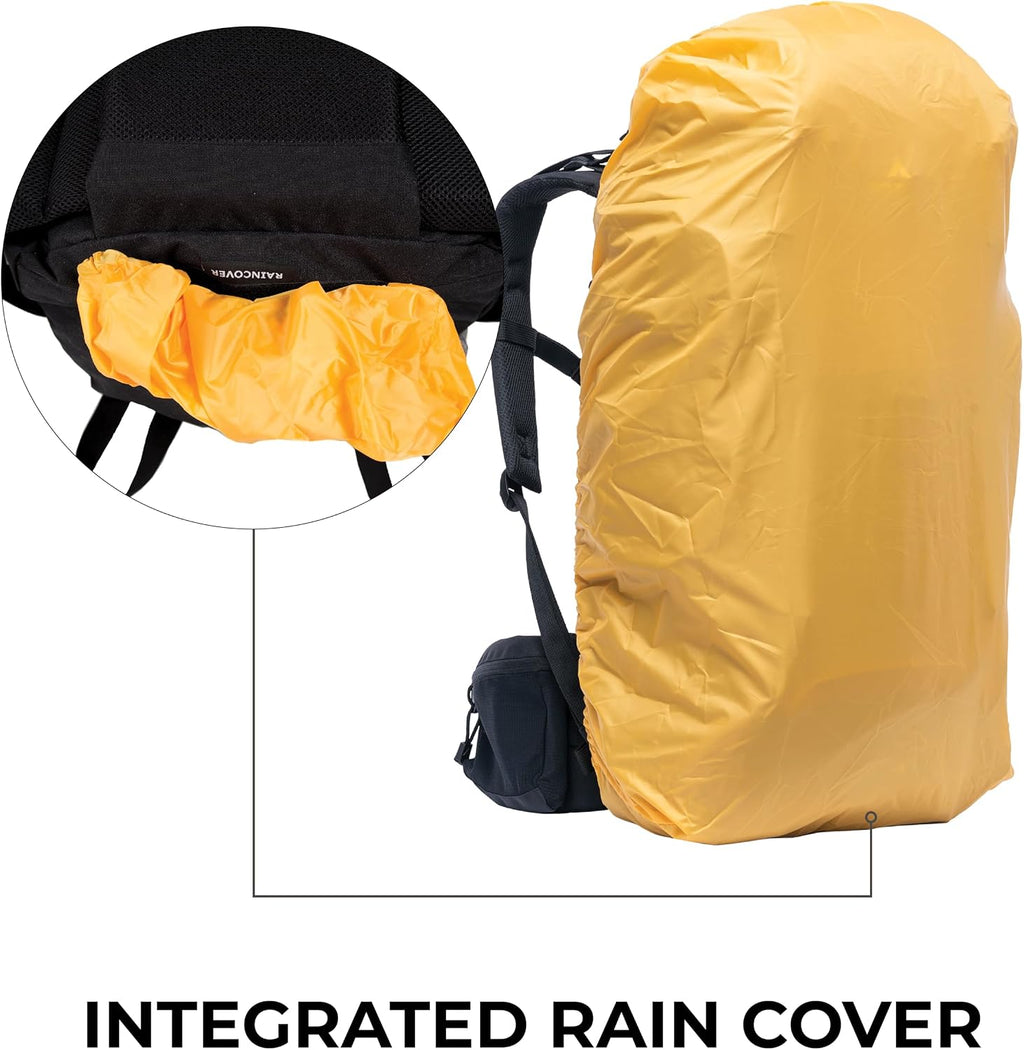 Teton 55L Scout Internal Frame Backpack for Hiking, Camping, Backpacking, Travel, Rain Cover Included, Olive