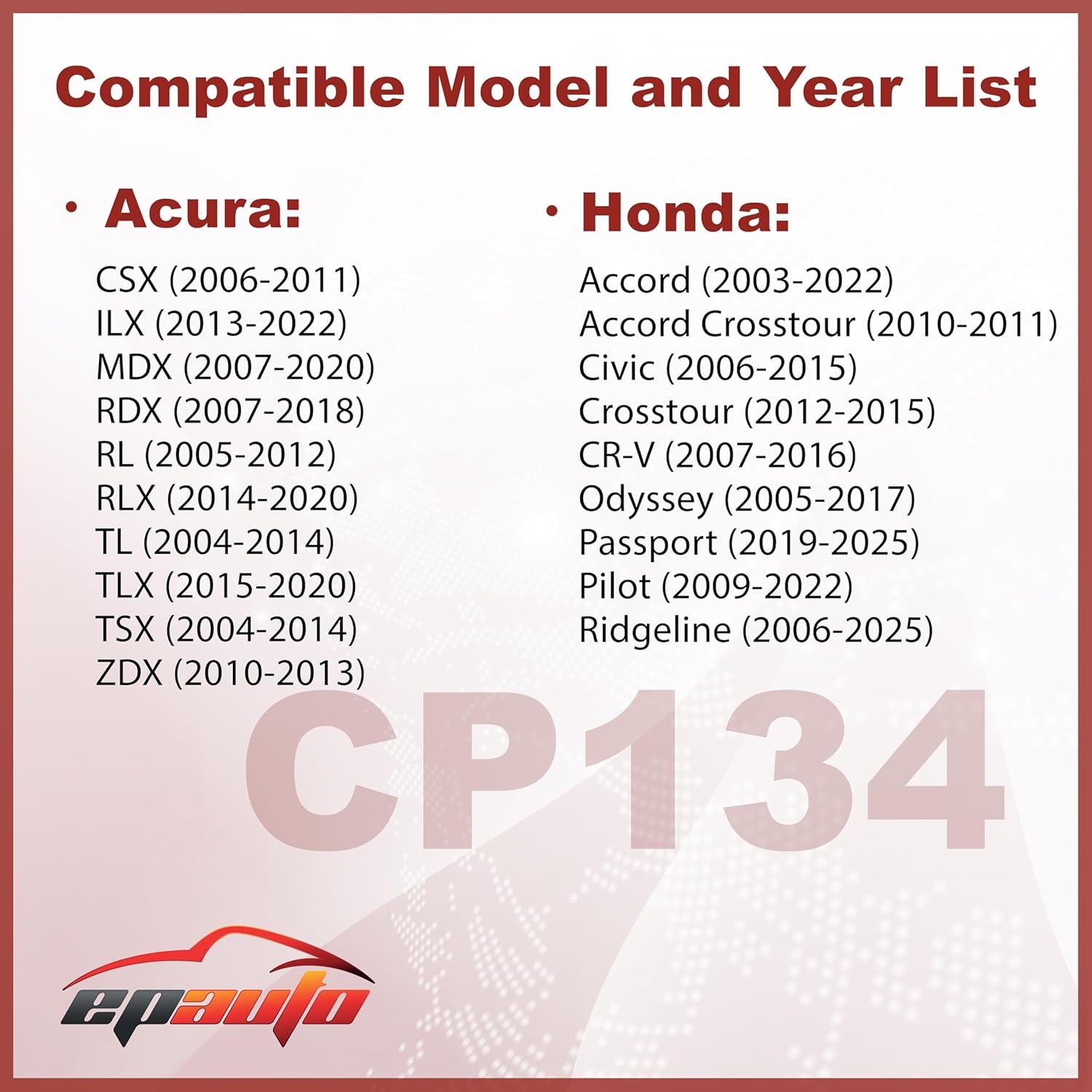 CP134 (CF10134) Premium Cabin Air Filter includes Activated Carbon