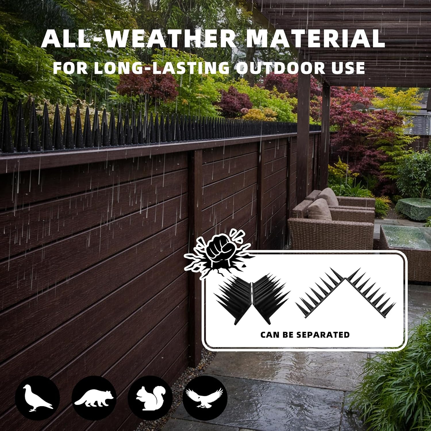 Bird Spikes, 24 Pack, 33.5 FT Total Coverage, Outdoor Bird Deterrent for Pigeons and Small Birds, Helps Keep Cats and