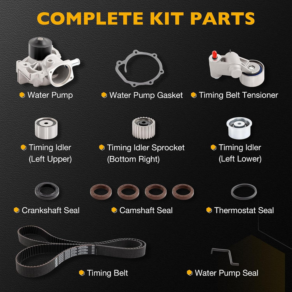 Engine Timing Belt Kit with Water Pump Compatible with Subaru 2000-2005 Outback 1999-2005 Impreza Forester & Saab 2005-2006 9-2X SOHC H4 2.2L 2.5L