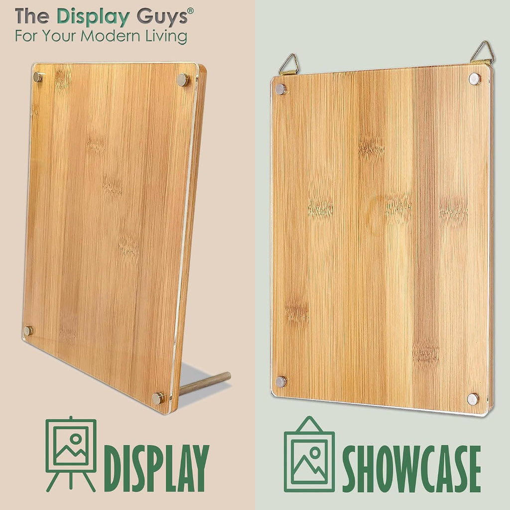 The Display Guys - Bamboo Acrylic Sign Holder w. Display Stand & Hanging Frame (11x14)