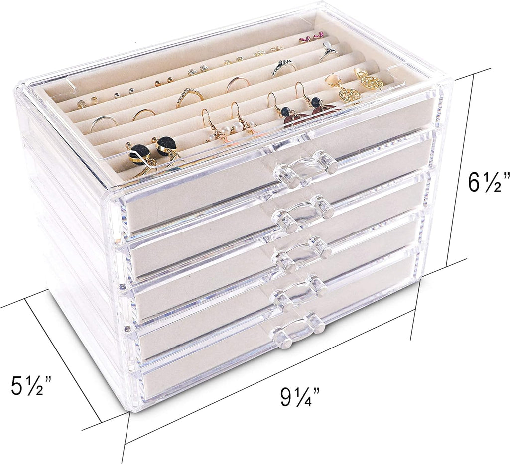 Acrylic Jewelry Box,5-Layer Jewelry Organizer with Drawers | Jewelry Storage for Rings Earrings