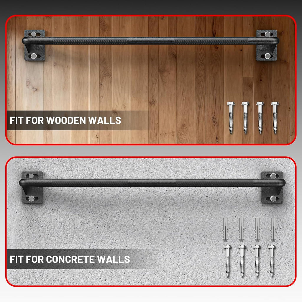 Wall Mounted Pull Up Bar, Chin Up Bar for Home Gym Strength Training | PAPABABE Sturdy Anti-Slip, Knurled Grip, Quick