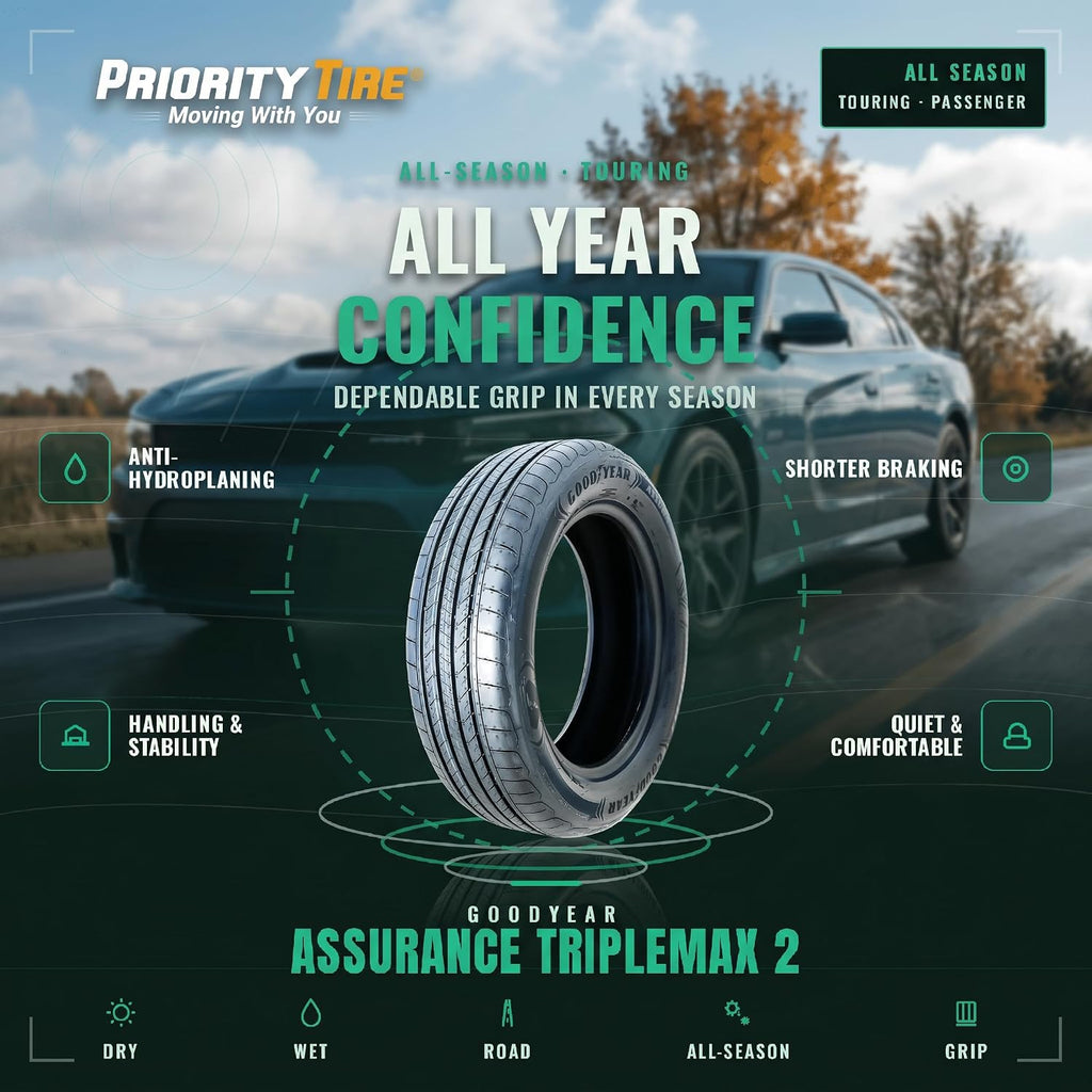 Assurance Triplemax 2 205/55R16 91V SL All Season Tire | Passenger Touring All Season Traction 91V Rated Standard