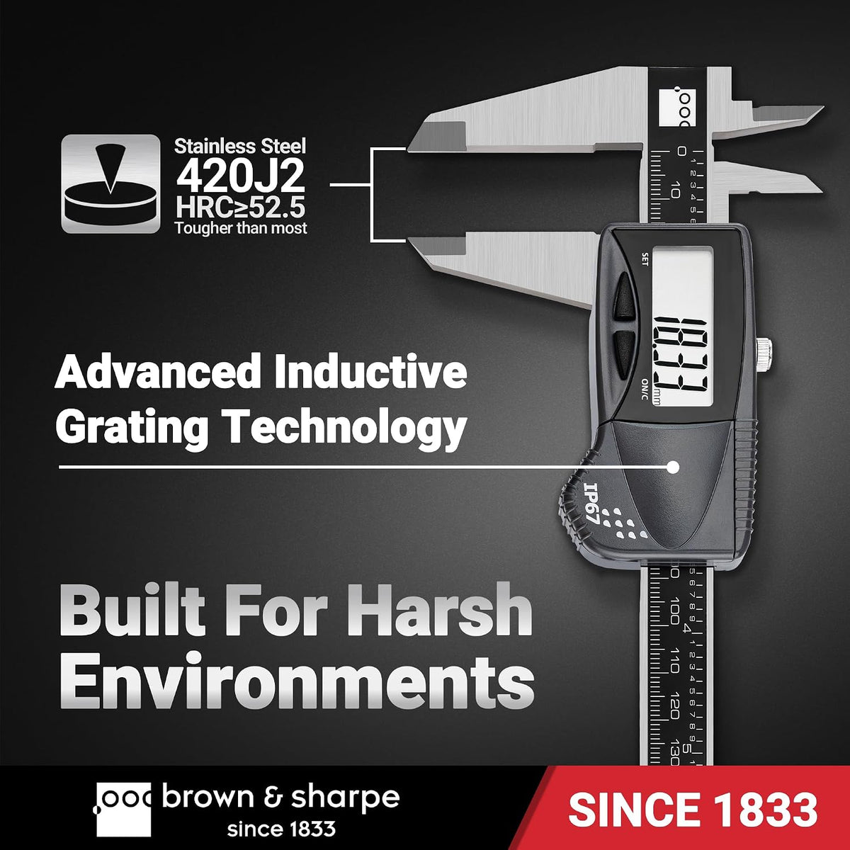 Brown & Sharpe 6 Inch Digital Caliper, IP67 Stainless Steel