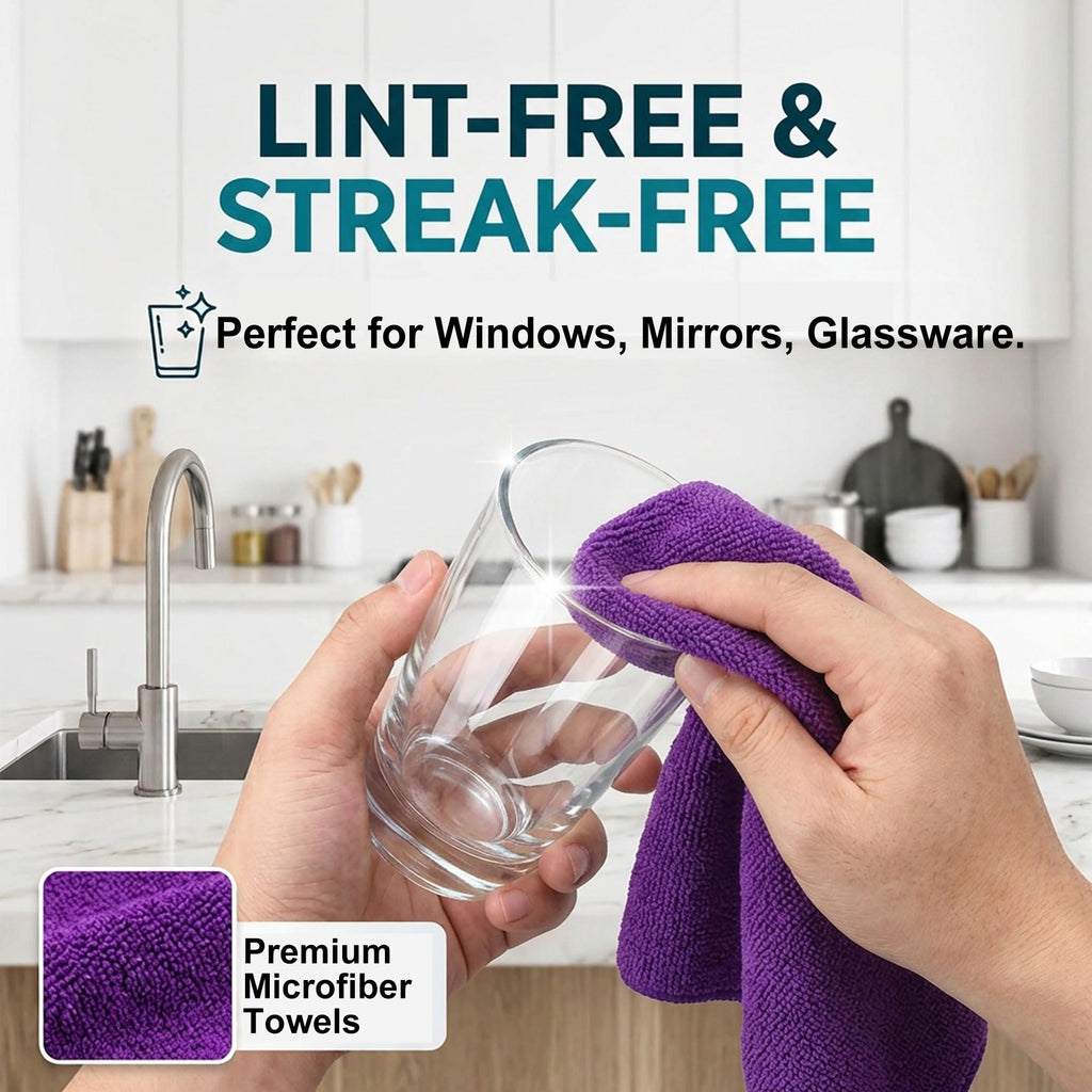 Multi-Use Microfiber Cleaning Cloths 12 Pack, 16 x 16 Inch