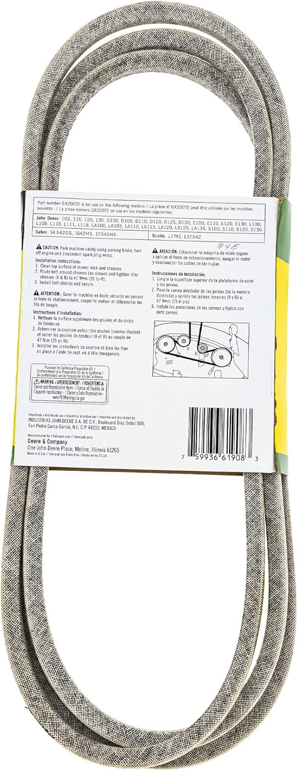 John Deere Original Equipment Flat Belt - GX20072
