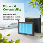 Cabin Air Filter Kit Compatible with 2016-2025 Tesla Model 3 2020-2025 Model Y