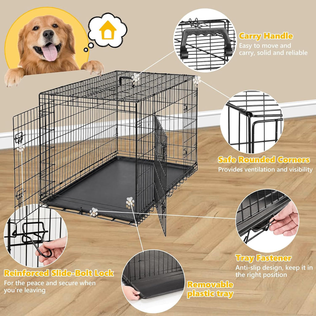 Extra Large Dog Crate 48 Inch Double Door Pet Cage Kennel