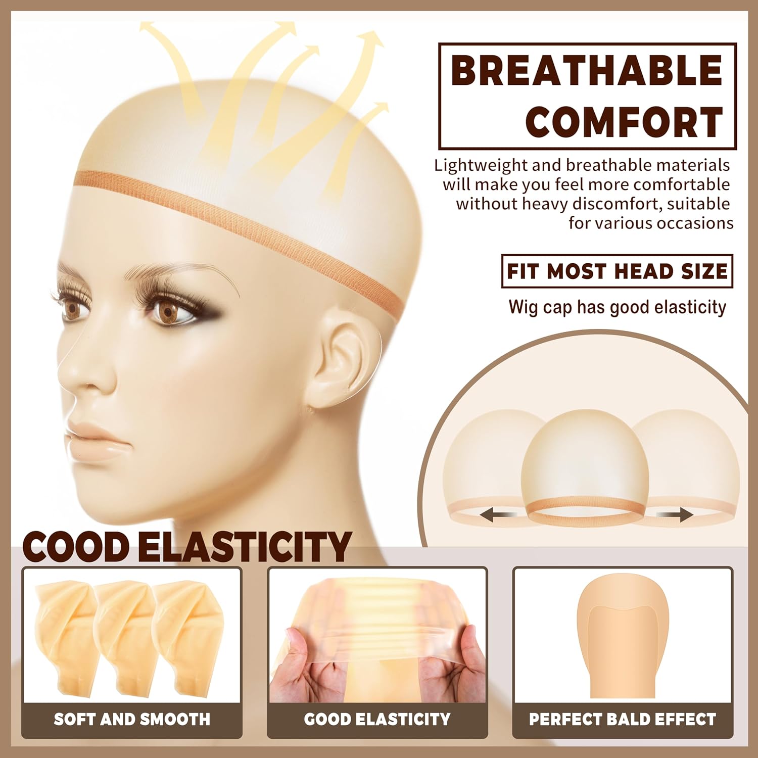 Bald Caps Halloween Makeup Latex Bald Caps for Adult Men Women Costume Accessory
