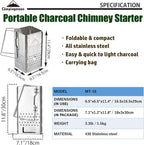 Portable Charcoal Chimney Starter Stainless Steel MT-18