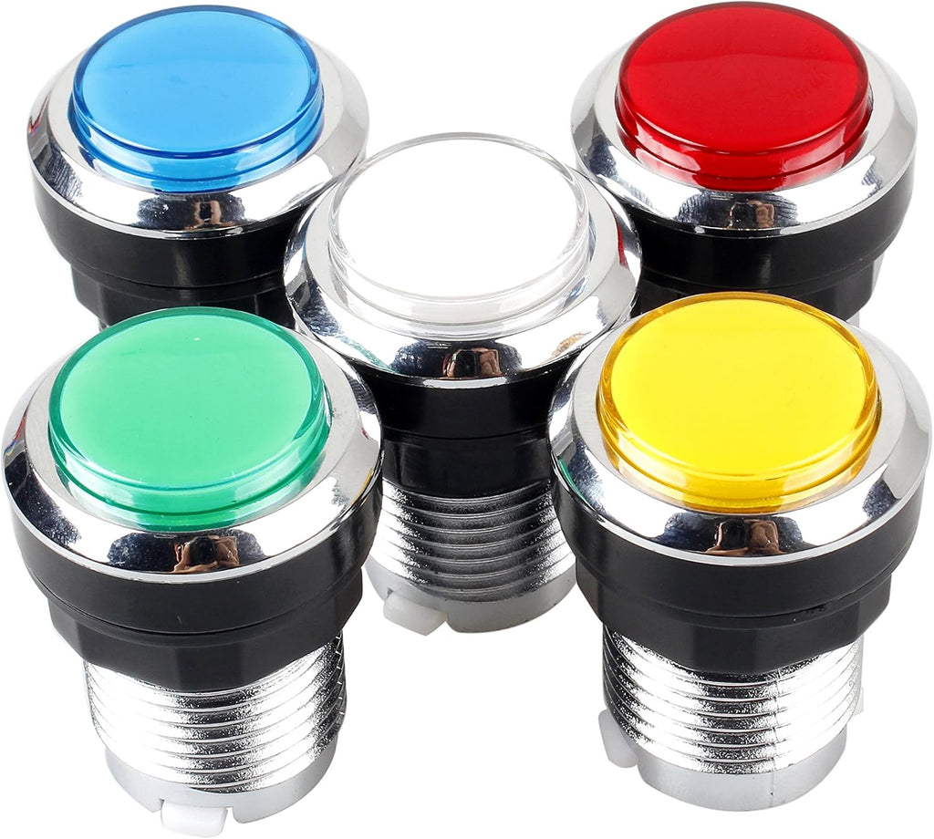 10 Pcs/Lots Chrome Plating 30mm LED Illuminated Push Buttons with Micro Switch for Arcade Machine Games Mame Jamma
