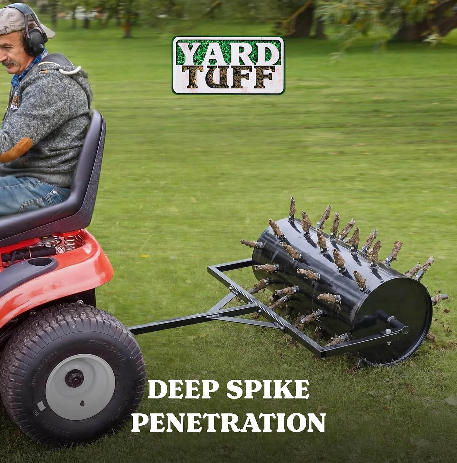 Drum Plug Style Aerator Tow-Behind Steel Blade for UTVs, ATVs, or Utility Tractors, 36" Wide - Includes 54.6" Long Plugs