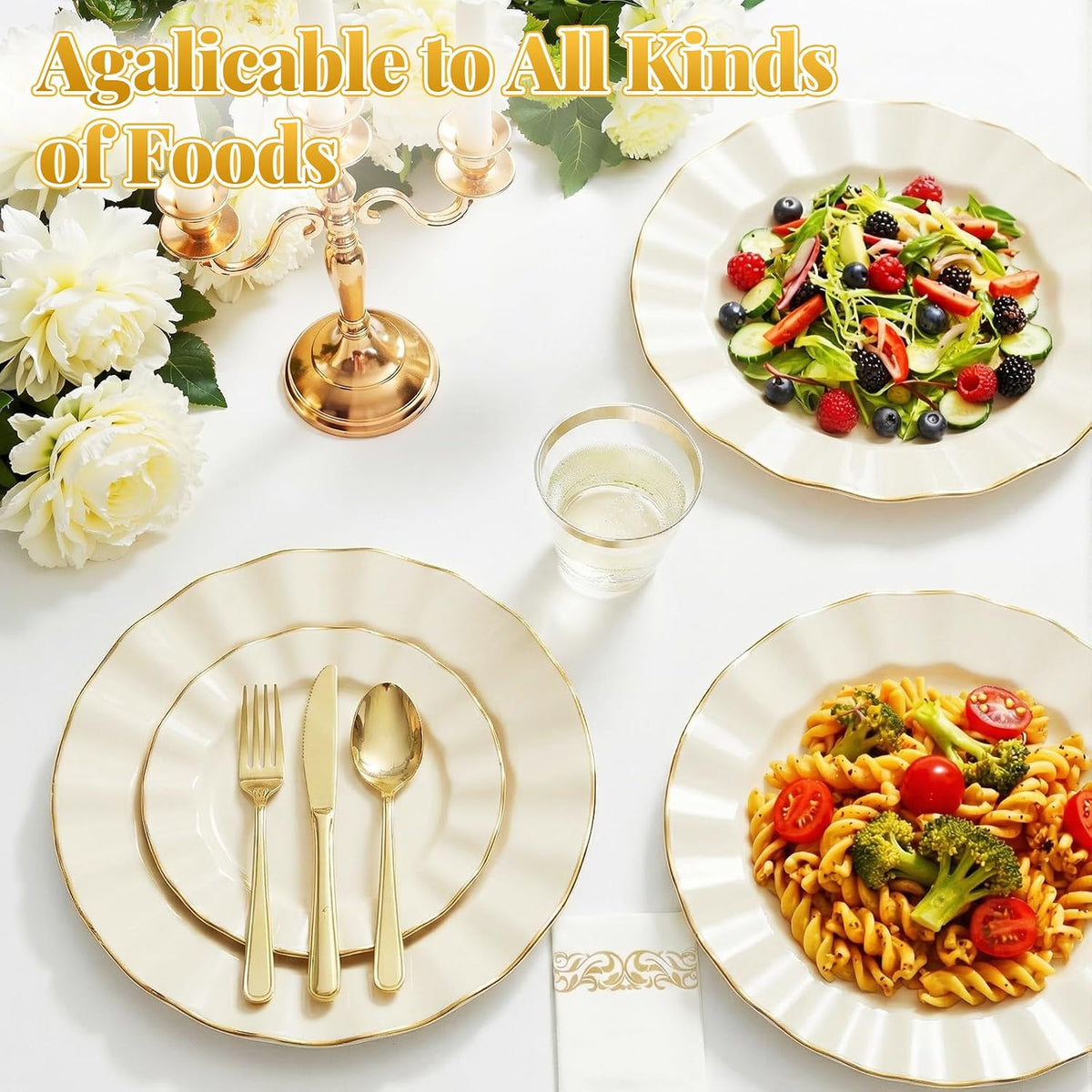 175 Piece Disposable Plastic Plates Dinnerware Set for 25 Guests