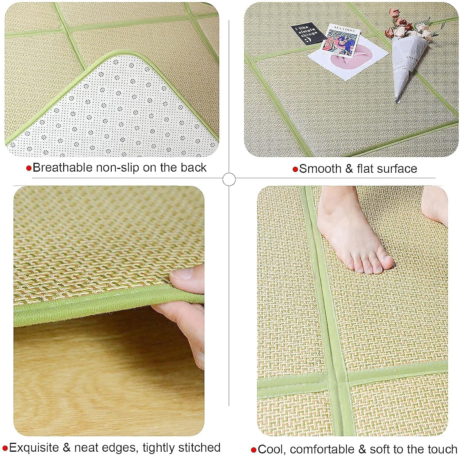 71'' x 71'' Japanese Tatami Mat Igusa Tatami Mattress 0.47'' Thick | Japanese Floor Mattress Rattan Non-Slip