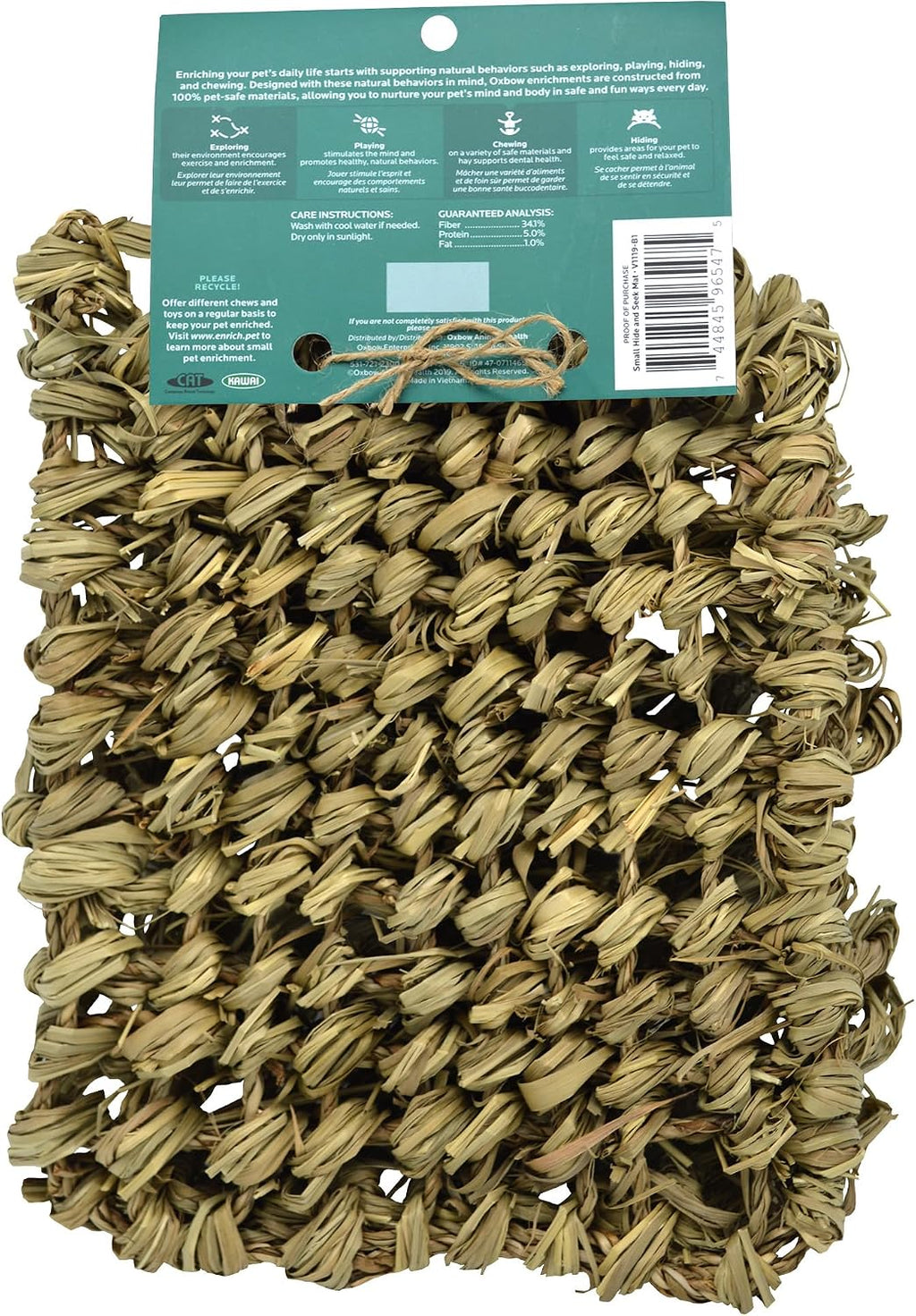 Timothy Hay Hide & Seek Snuffle Mat, Rabbit & Guinea Pig Enrichment | Rabbit Puzzle Mat, Guinea Pig Puzzle Toy