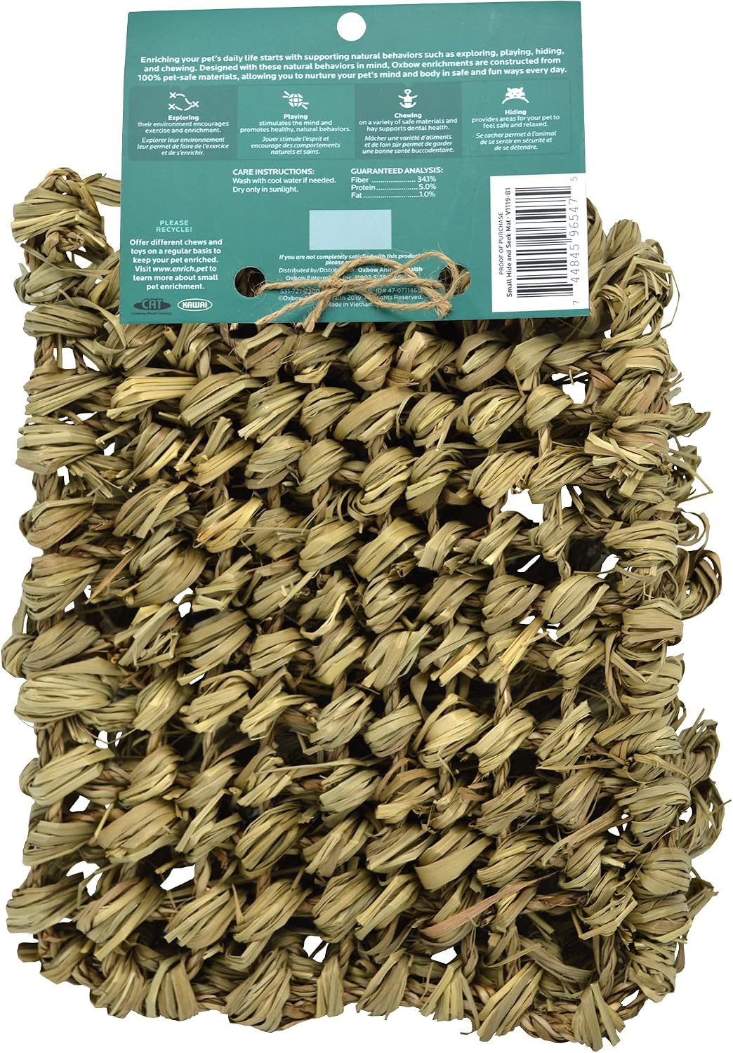 Timothy Hay Hide & Seek Snuffle Mat, Rabbit & Guinea Pig Enrichment | Rabbit Puzzle Mat, Guinea Pig Puzzle Toy