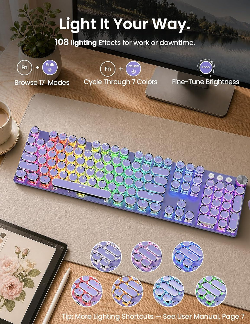 Wireless Mechanical Keyboard and Mouse Combo, RGB Backlit, KM81