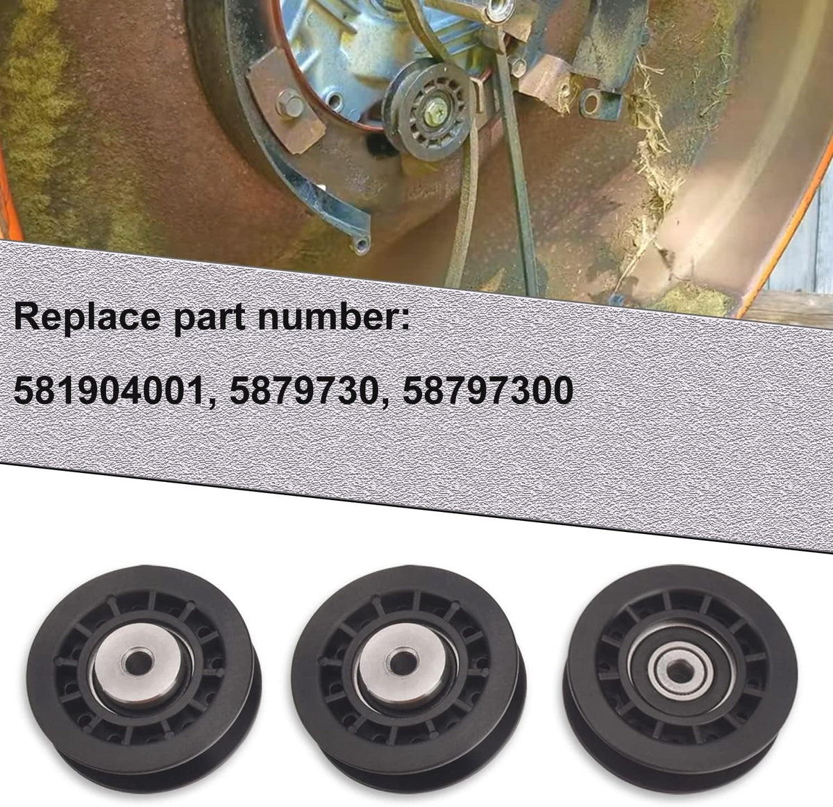 587973001 Lawn Mower Idler Pulley 3 - Pcs for Husqvarna Poulan Lawn Mower