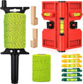 Mason Line String Kit with Adjustable Magnetic Post Level – Includes 6 hanging line levels, 2 rolls 540FT #18 mason