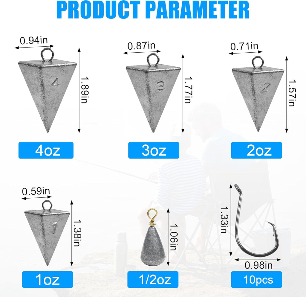 Saltwater Surf Fishing Tackle Kit - Saltwater Surf Fishing Rigs Bottom Rigs Include Fishing Leader Rigs Pyramid