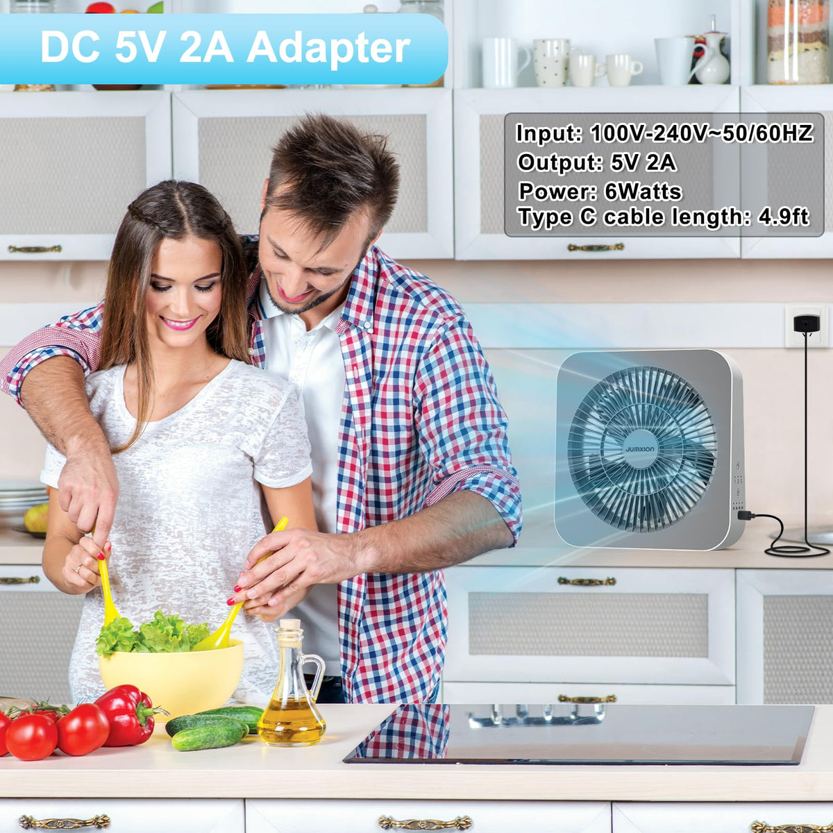 10 inch Fan, Small Box Fan with DC Adaptor, 3 Speeds Small Window Fan