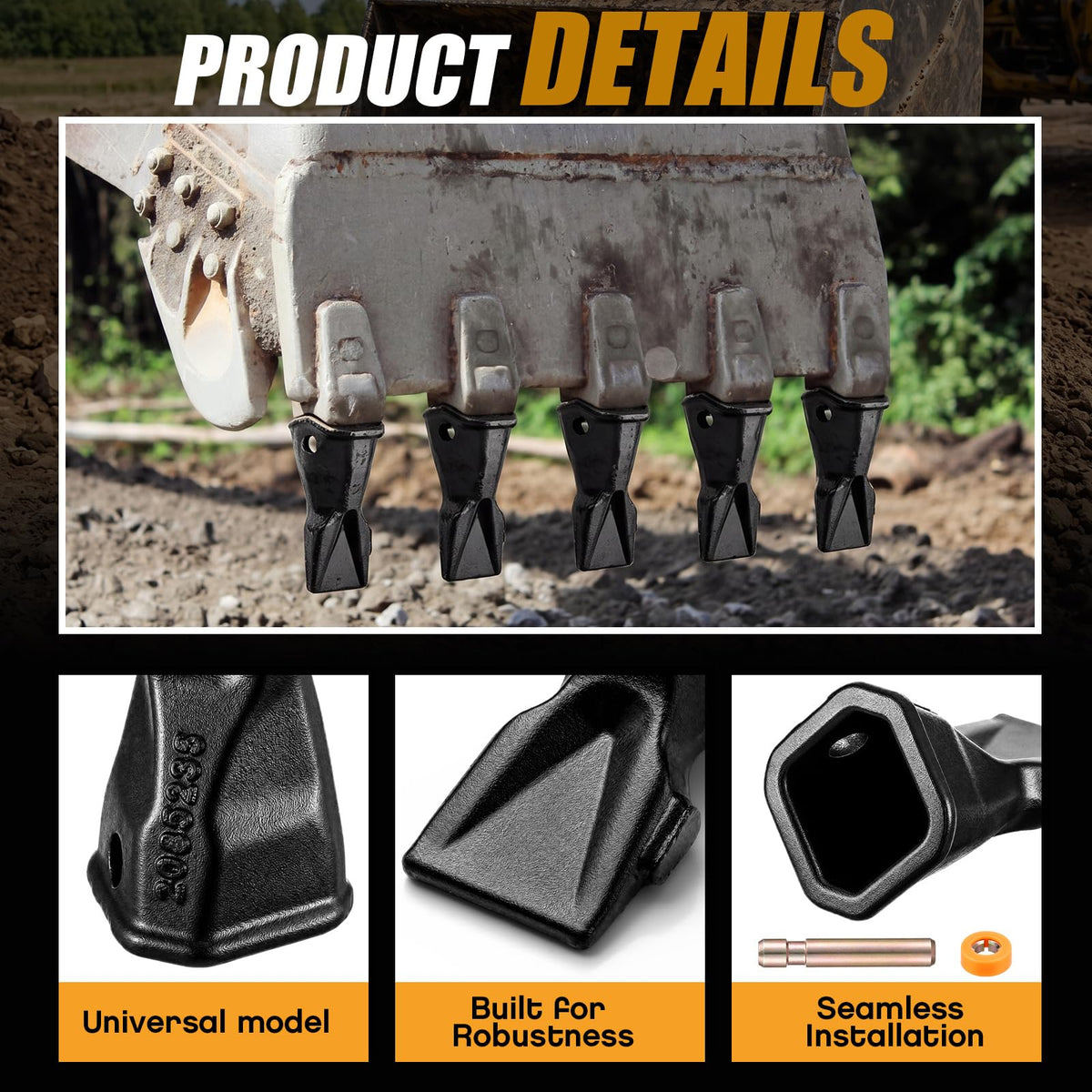 5 Set Backhoe Bucket Teeth Compatible with CAT DRS230 Series 208-5235