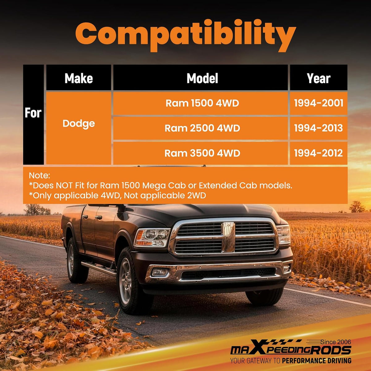 maXpeedingrods 3.5" Front Leveling Kit for Dodge Ram 1500 2500 3500 4WD 1994-2013, Lift Coil Spring Spacers for Pickup Trucks