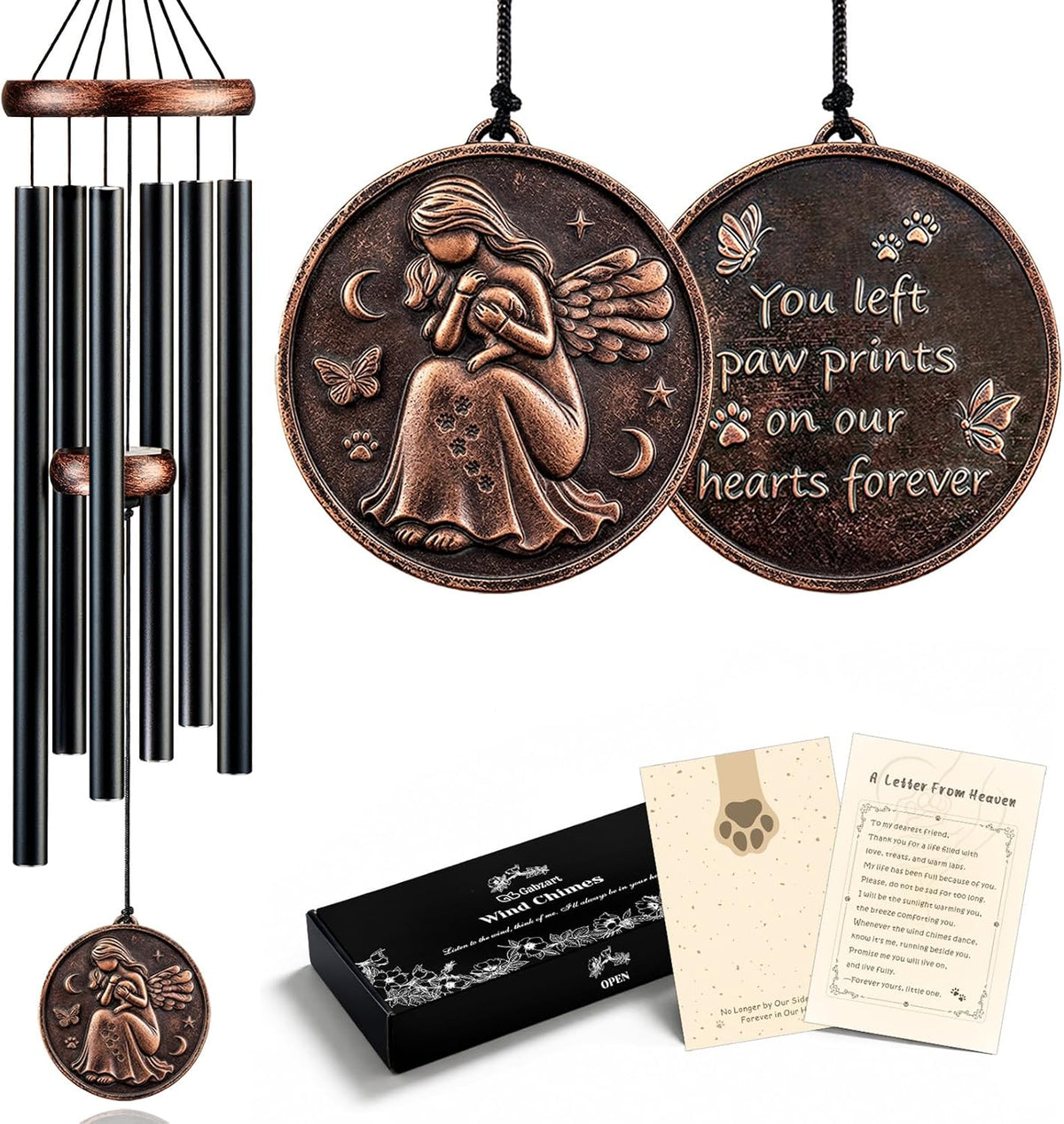 32" Pet Memorial Wind Chimes, Dog Memorial Gifts for Loss of Dog