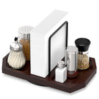 Rotating Napkin Holder for Table with Salt Storage, Brown