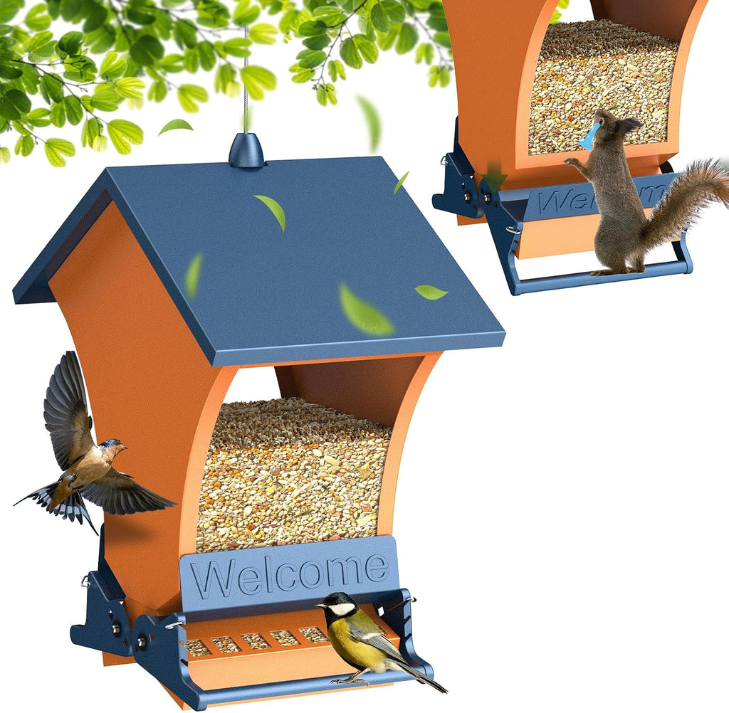 Squirrel Proof Bird Feeders for Outdoors, 5LB Metal Hanging Feeders, Large Wild Feeders for Cardinals, Chickadees