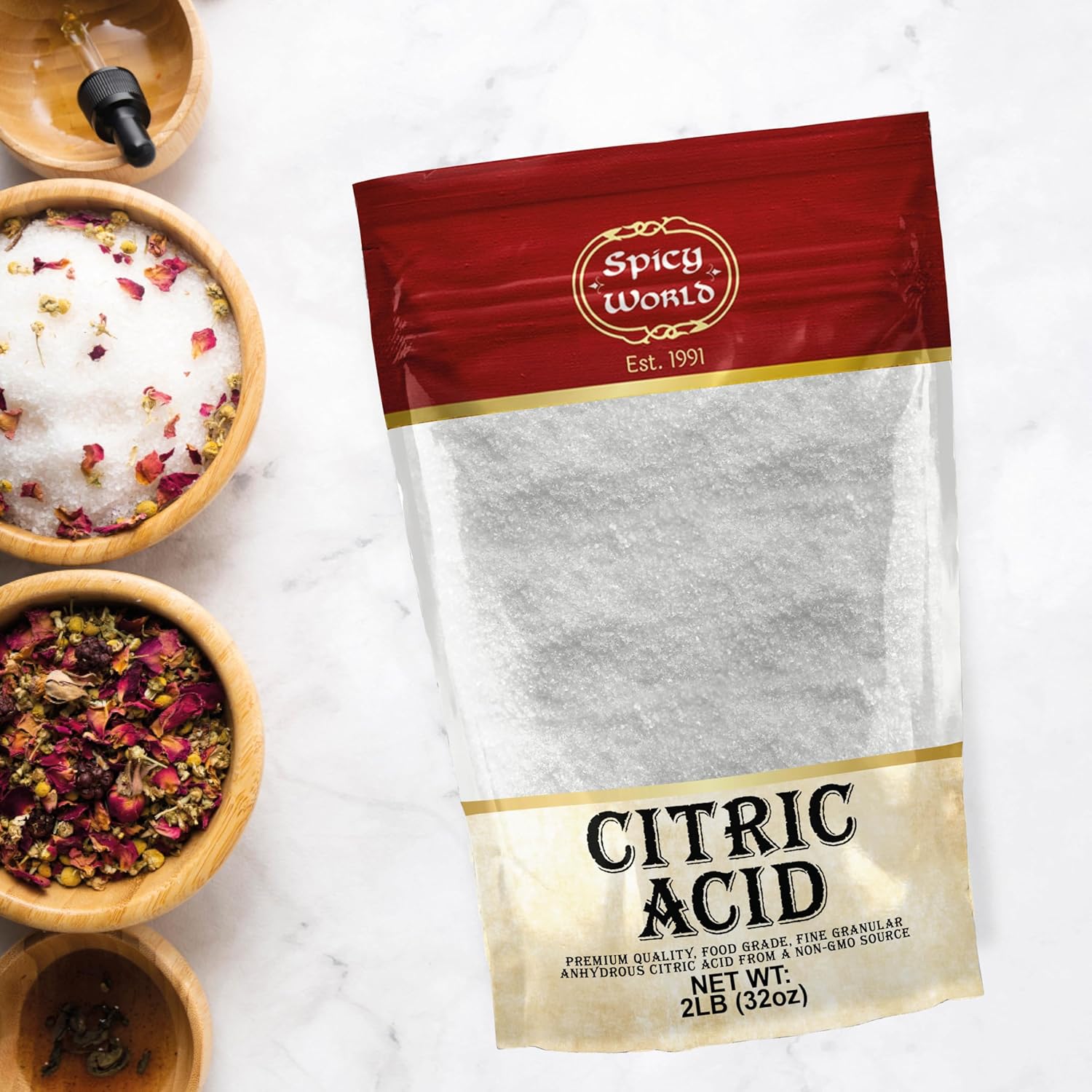 Citric Acid 2 LB Bag - 100% Pure, Food Grade & Non-GMO - Citric Acid Powder For Cleaning, Bath Bombs, Preserving