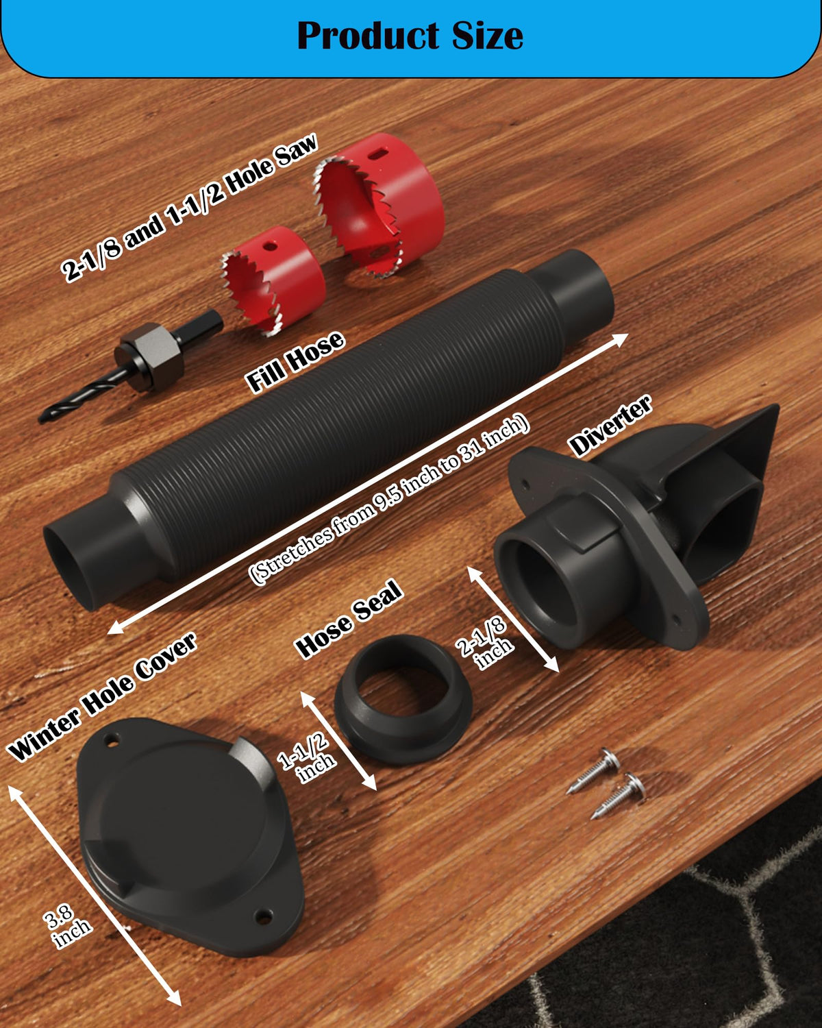 Rain Barrel Diverter Kit - Rain Barrel Downspout Diverter for Rectangular Downspouts, Easily Turn Plastic Containers