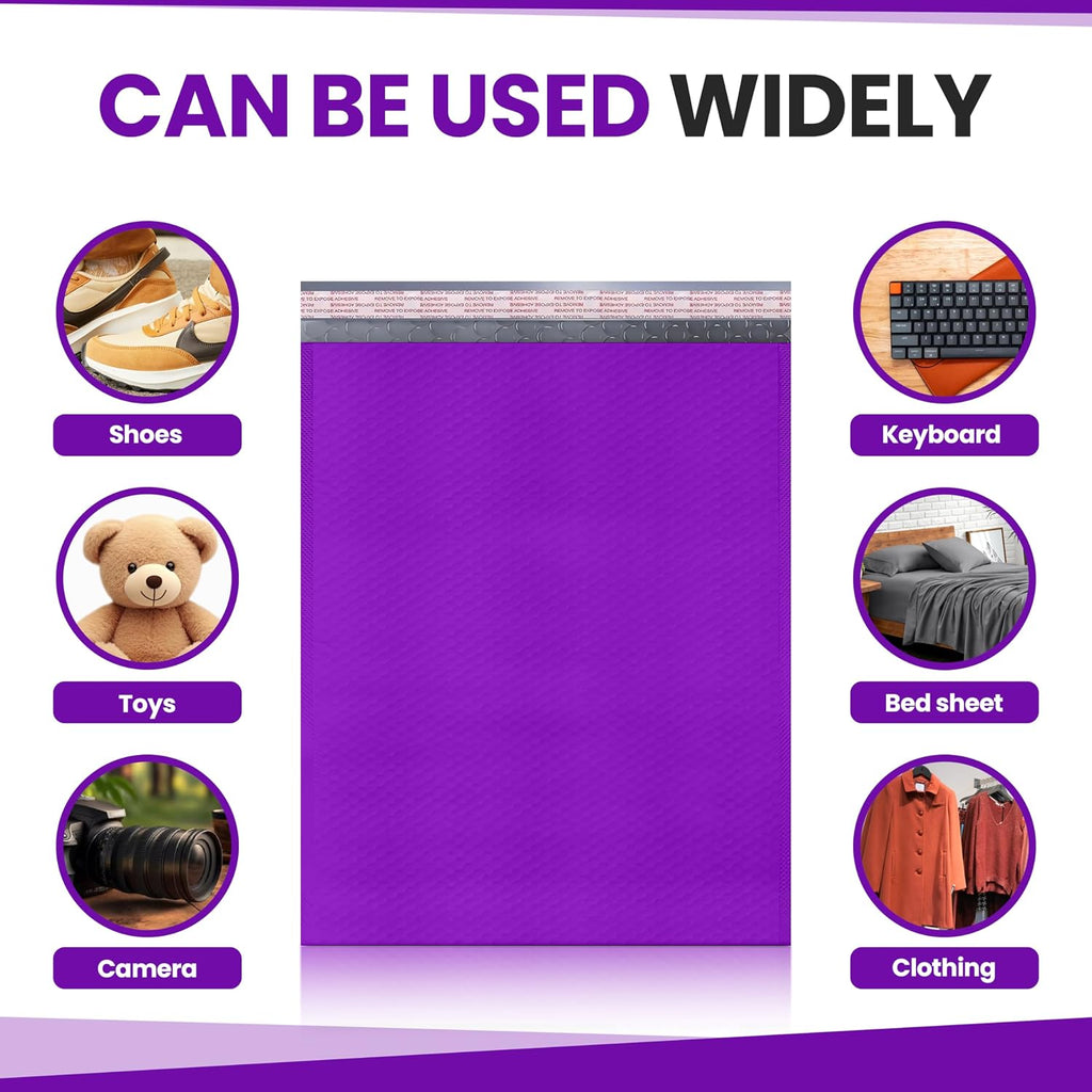 Purple Bubble Mailers 14.25x20, Self Seal Poly Padded Envelopes #7, 15 Pack