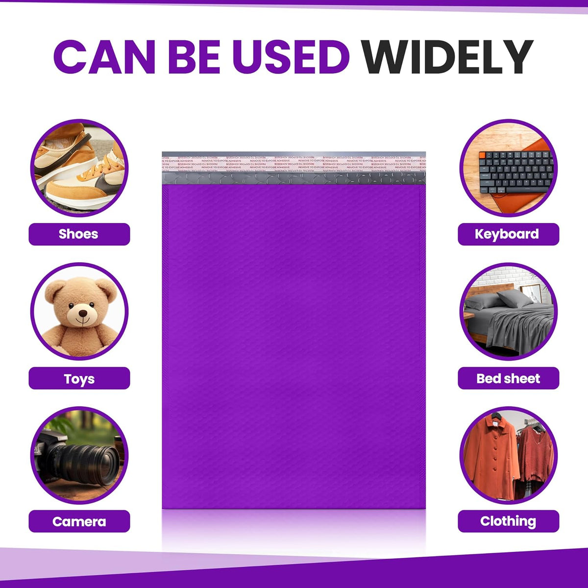 Purple Bubble Mailers 14.25x20, Self Seal Poly Padded Envelopes #7, 15 Pack