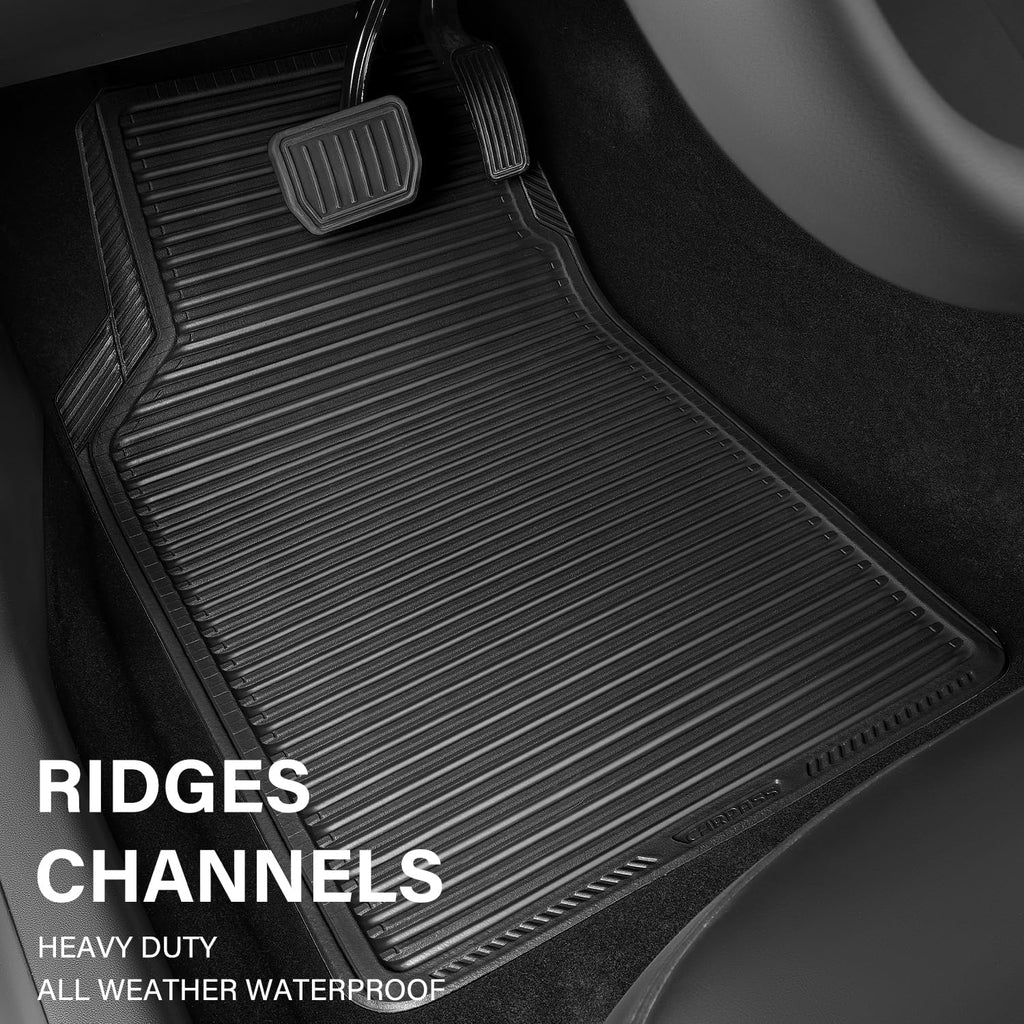 Rubber Floor Mats, All Weather Full Set 4-Piece, Waterproof Automotive Mats Trim to Fit Most Cars Sedans SUVs Vans