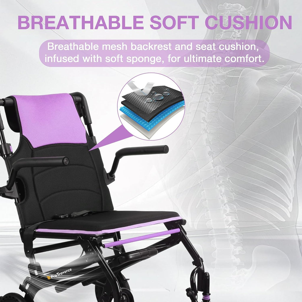 Wheelchairs for Adults –Transport Wheelchair Lightweight Foldable with Telescopic Handle, 18-Inch Seat Width