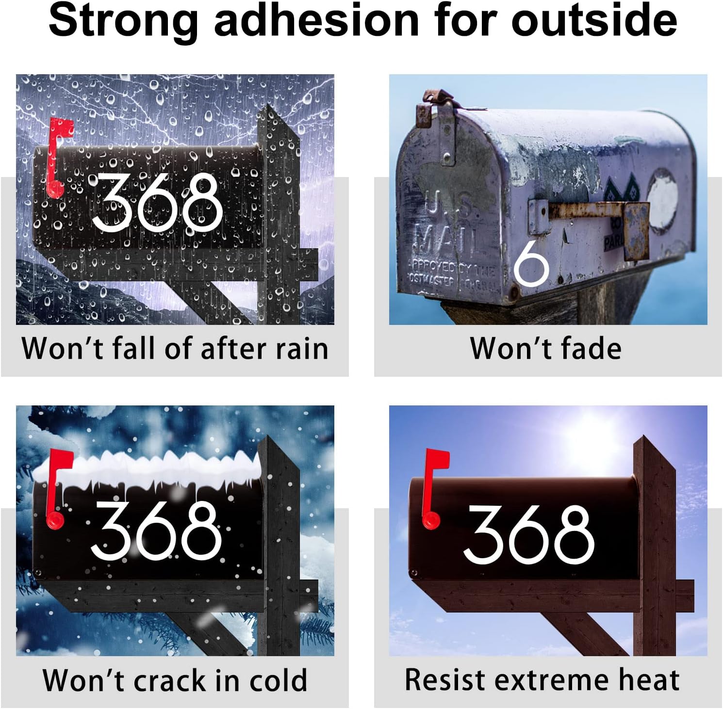 3 inch 30 Pcs Reflective Mailbox Numbers Stickers for Outside, Easy Installation with Prolonged Backing for and