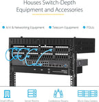 StarTech 12U 2-Post Wall Mount Open Frame Rack, 19in, 200lb (RK12WALLOA)