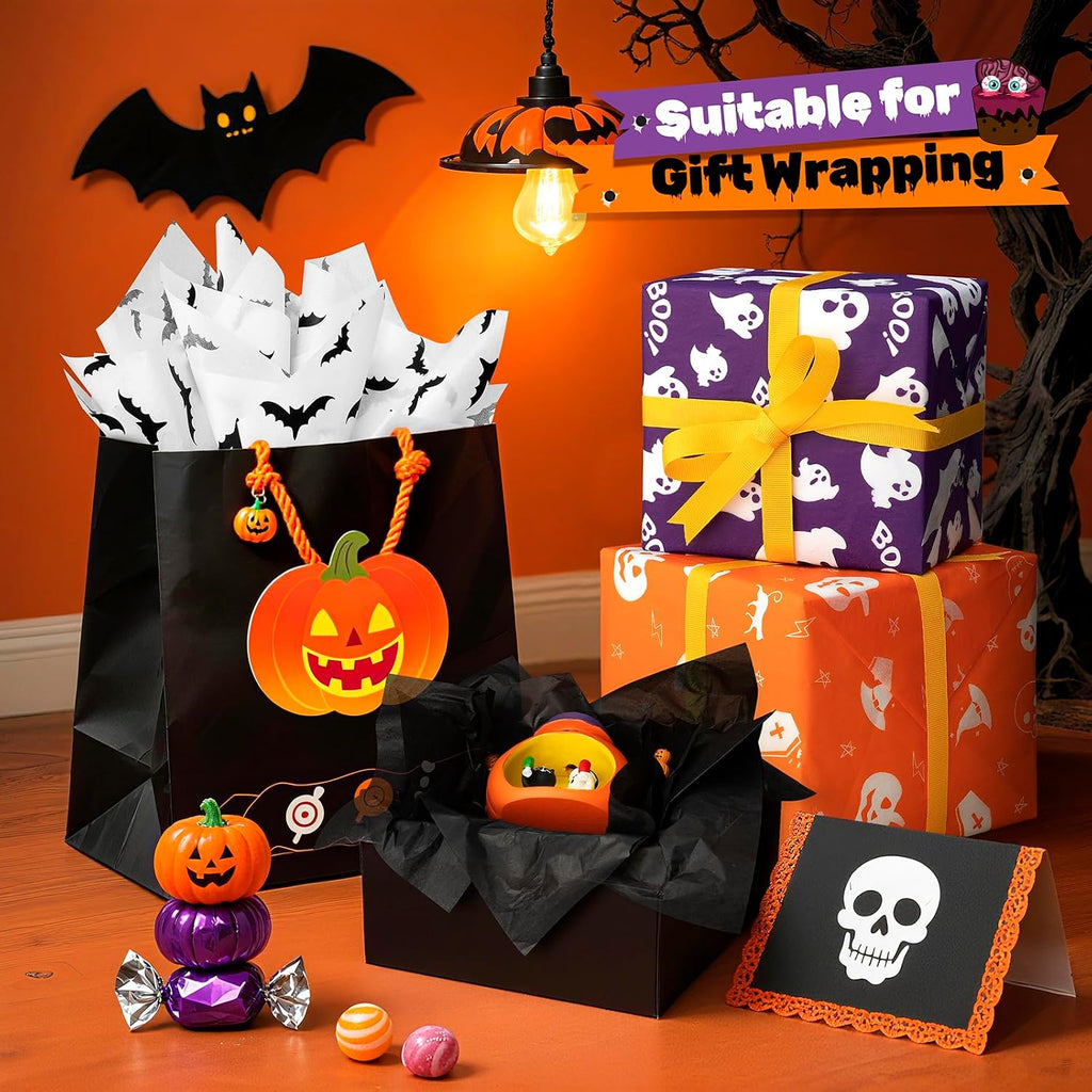 Halloween Tissue Paper for Gift Bags, 5 Designs 60 Sheets