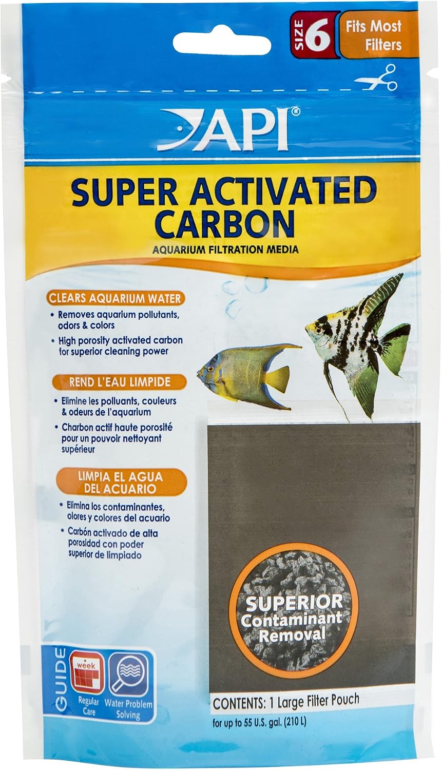 SUPER ACTIVATED CARBON Aquarium Canister Filter Filtration Pouch 1-Count, White (729A)