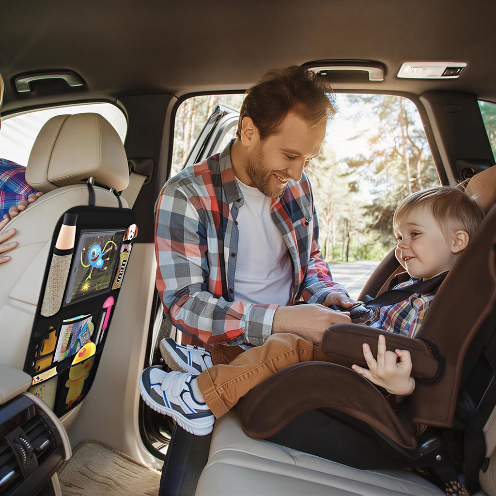 Backseat Car Organizer Mats Back Seat Organizers and Storage Bag with Touch Screen Tablet Holder for Kids Toddlers
