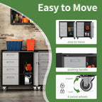 Metal Mobile Tool Storage Cabinet with 4 Drawer and 1 Locking Door